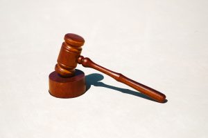 Judge's gavel in white whiteground.